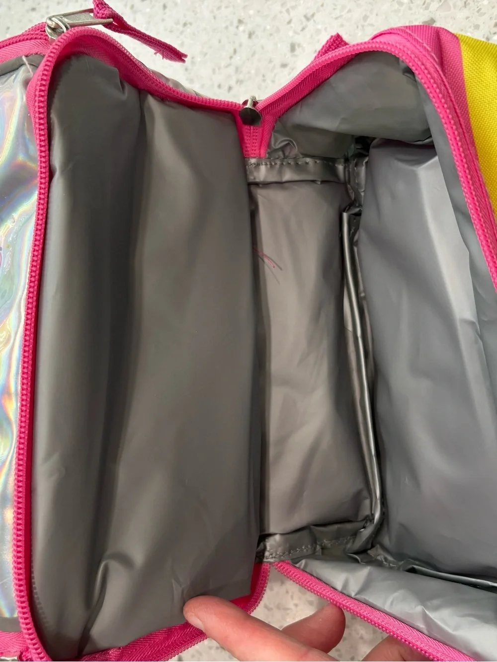 Kids Iridescent Pink Bow Character Lunch Bag